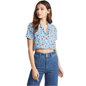 Faithfull the Brand Uma Blue Floral Cropped Shirt
Button Up Boho Crop Top
